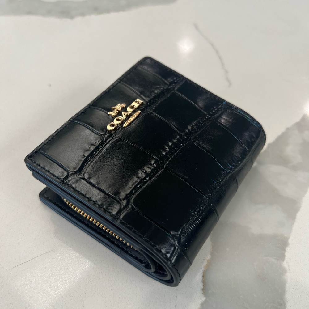 Coach Black Croc Embossed Wallet